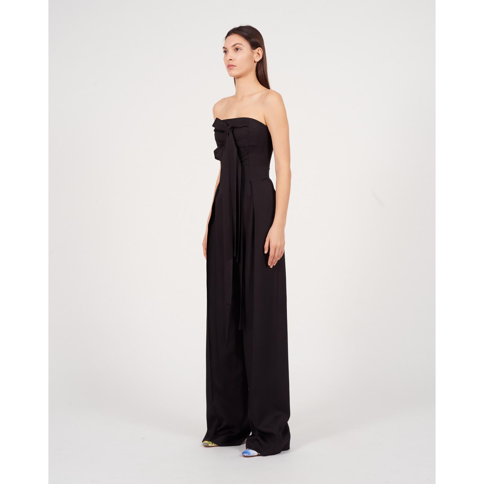 BUSTIER JUMPSUIT_WOOL/SILK_BLACK