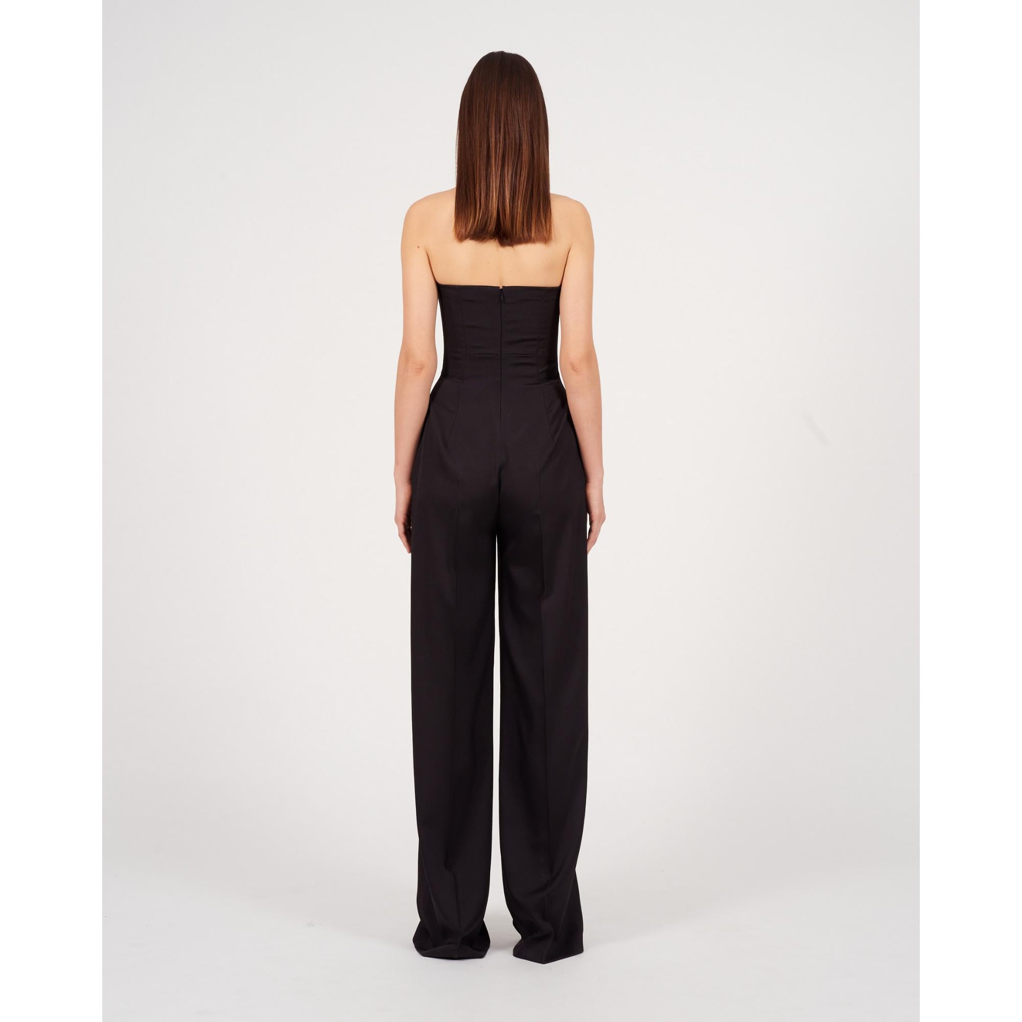BUSTIER JUMPSUIT_WOOL/SILK_BLACK