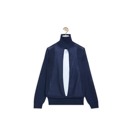 DOUBLE LAYER SWEATER_WOOL_NAVY/WHITE
