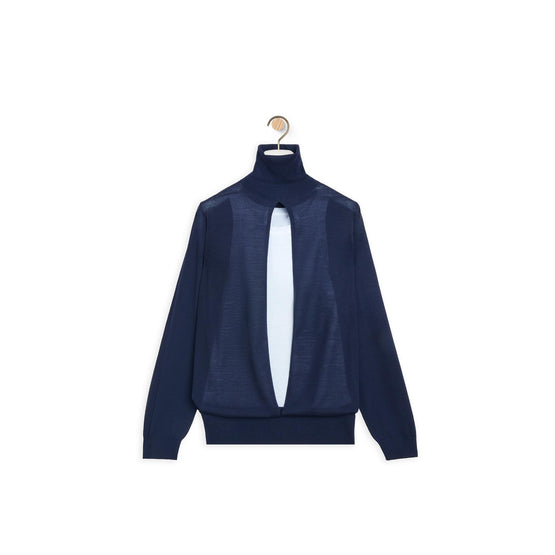 DOUBLE LAYER SWEATER_WOOL_NAVY/WHITE