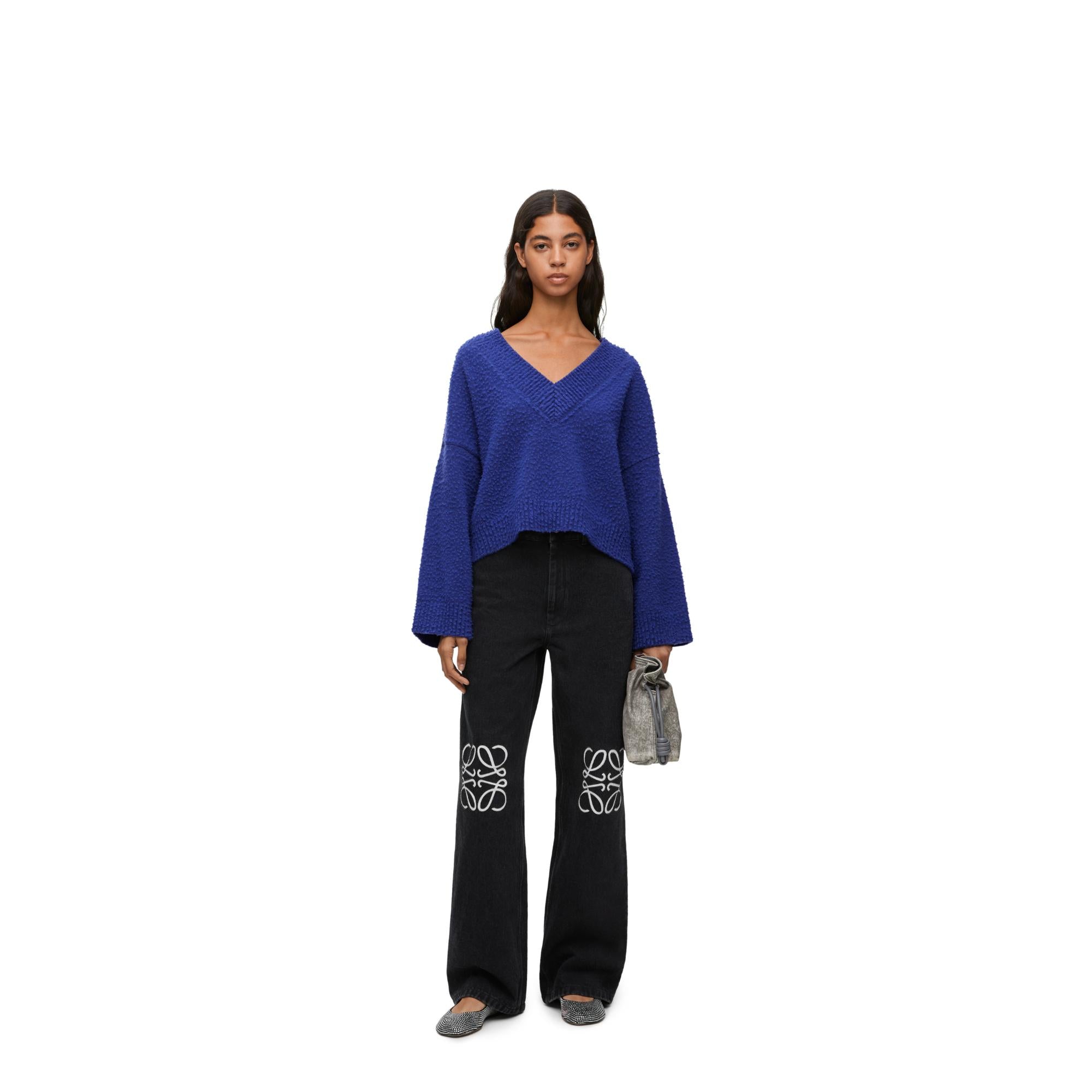 CROPPED SWEATER_WOOL/POLYAMIDE_BLUE