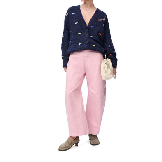 LONG CARDIGAN_WOOL_BLACK/MULTICOLOR