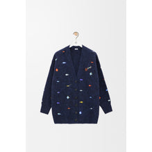 LONG CARDIGAN_WOOL_BLACK/MULTICOLOR
