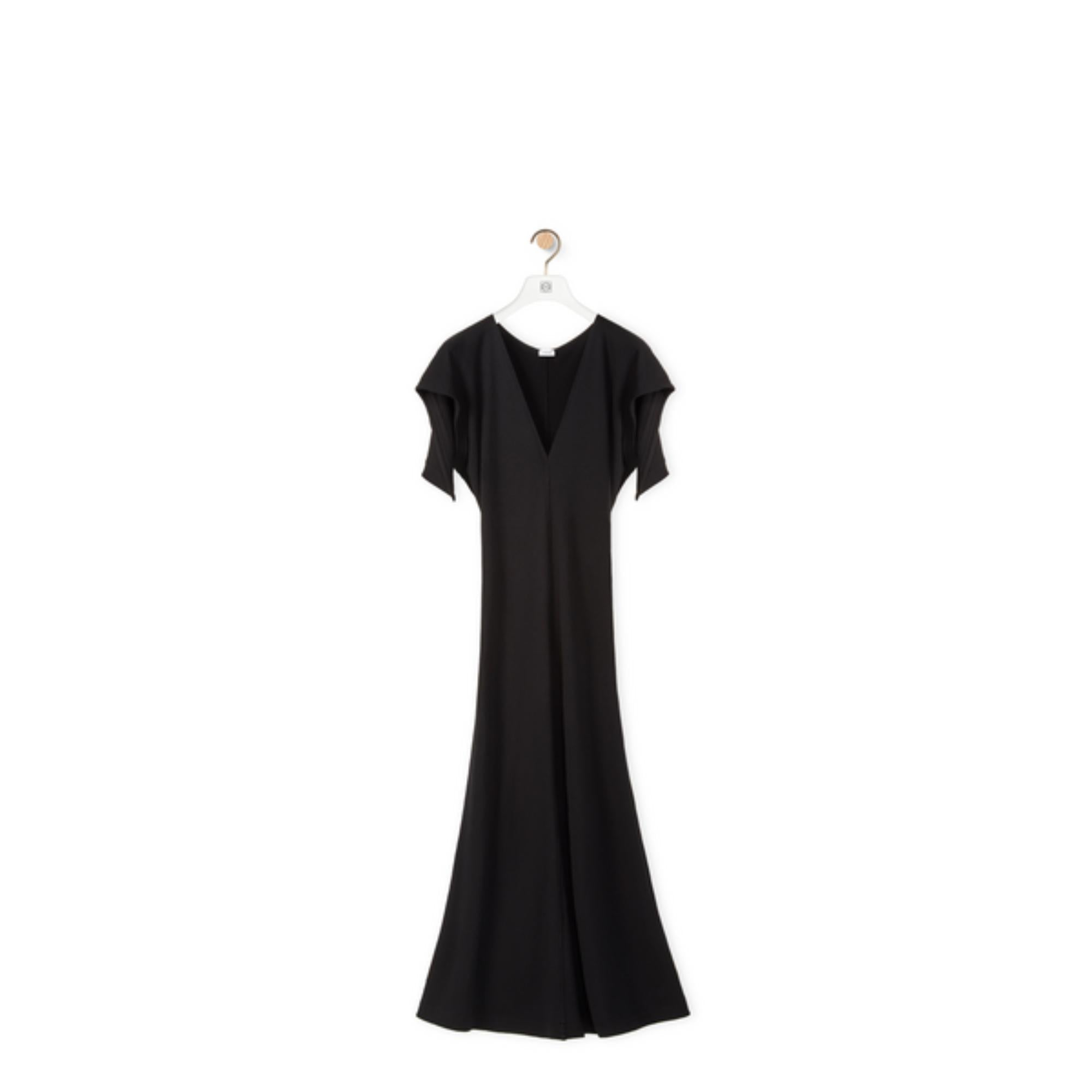 CAP SLEEVE MIDI DRESS_VISCOSE/ELASTAN_BLACK