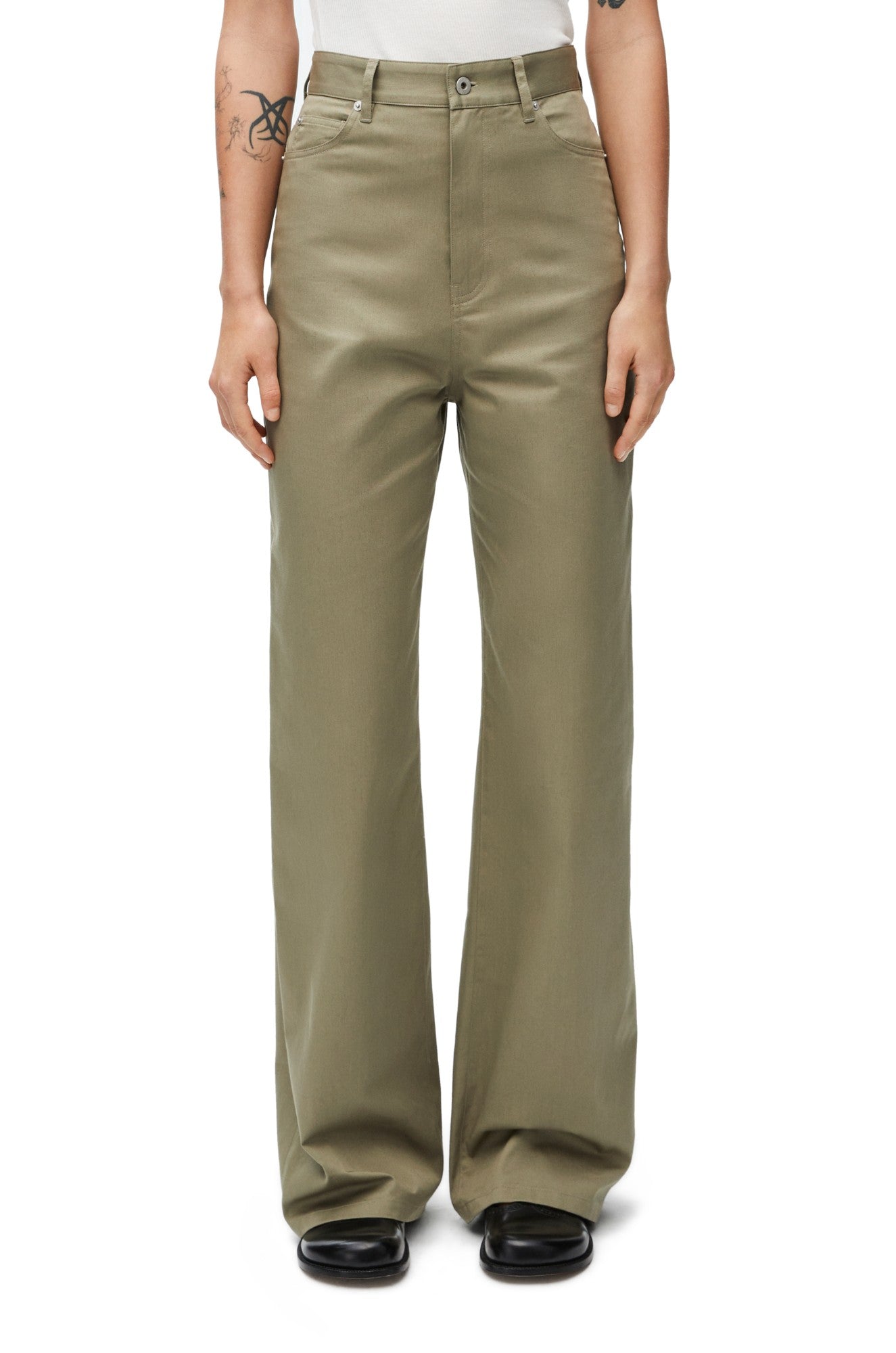 HIGH WAISTED TROUSERS_COTON_MILITARY GREEN