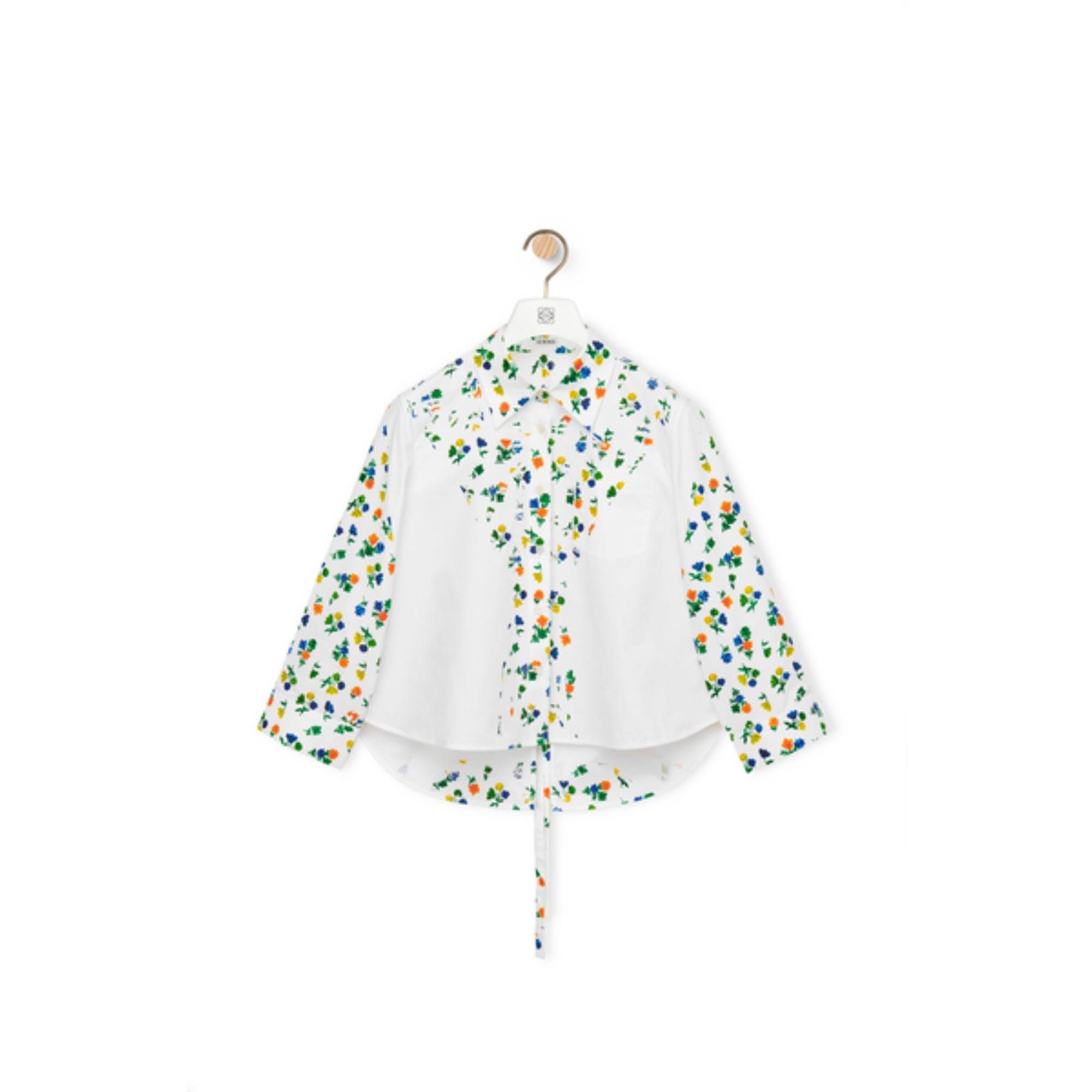 FLOWER TRAPEZE SHIRT_COTON_WHITE/MULTICOLOR