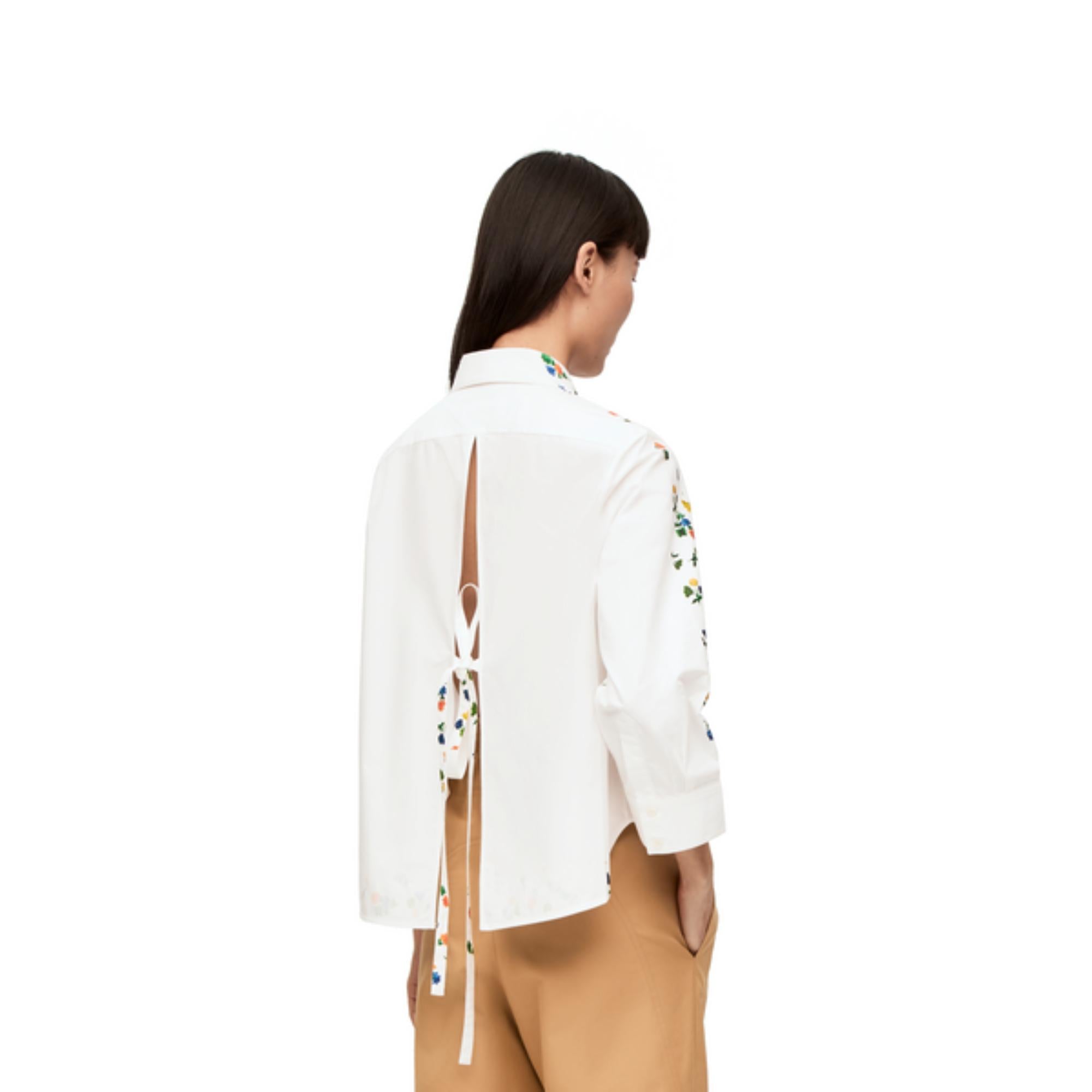 FLOWER TRAPEZE SHIRT_COTON_WHITE/MULTICOLOR