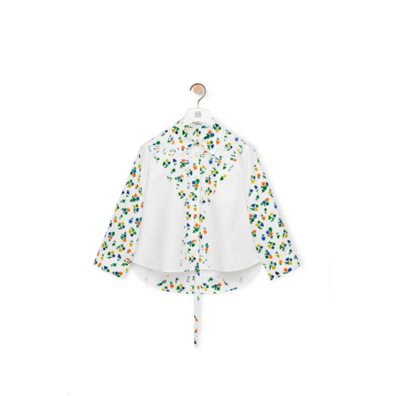 FLOWER TRAPEZE SHIRT_COTON_WHITE/MULTICOLOR