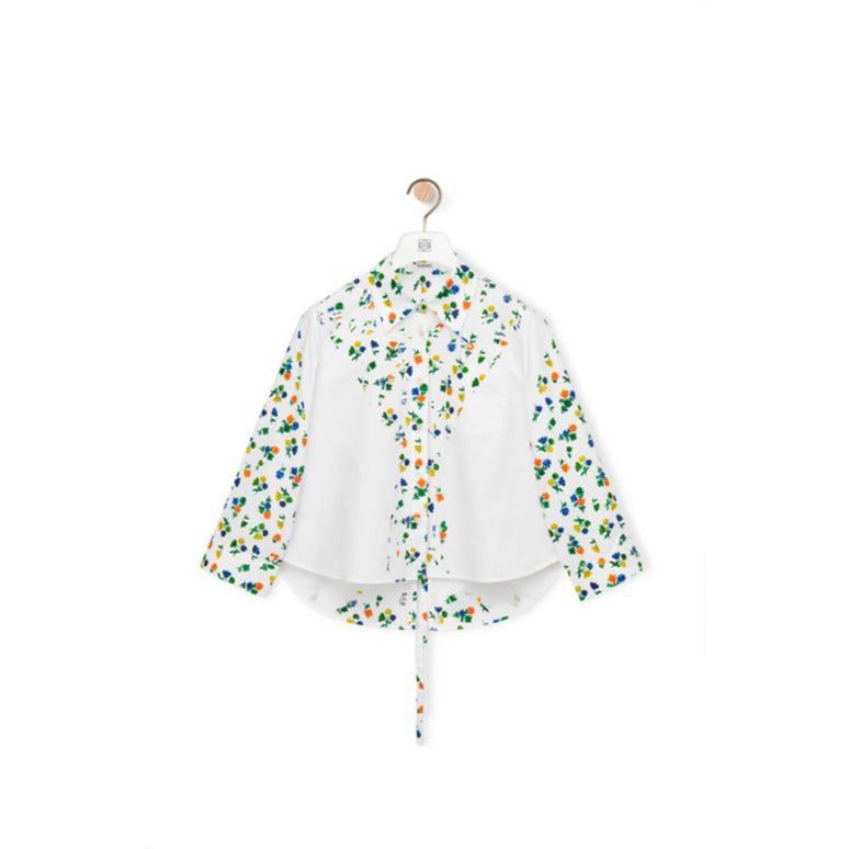 FLOWER TRAPEZE SHIRT_COTON_WHITE/MULTICOLOR