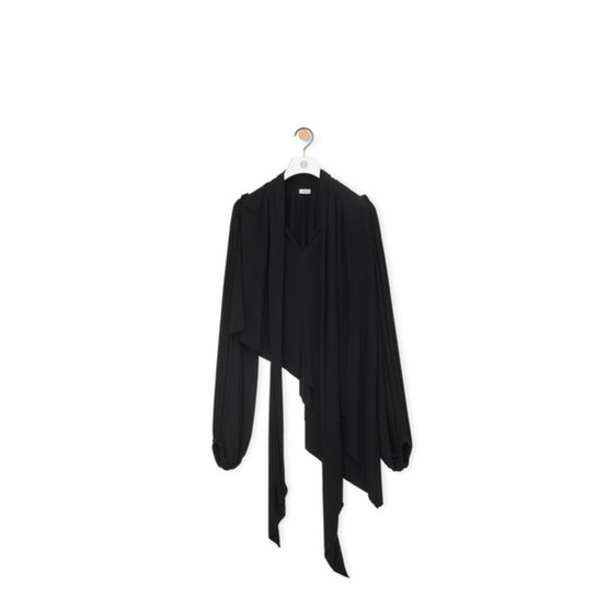 ASYMMETRIC TOP_VISCOSE_BLACK