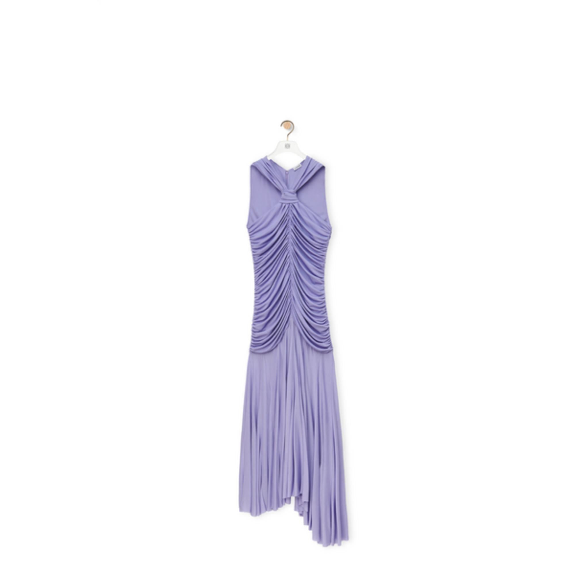 DRAPED LONG DRESS_VISCOSE_LILAC