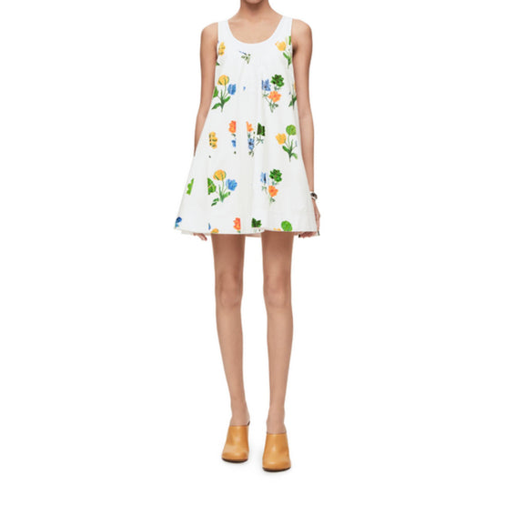 FLOWER TRAPEZE DRESS_POLYAMIDE/ELASTHANE_WHITE/MULTICOLOR