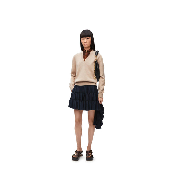 TROMPE L'OEIL SWEATER_WOOL/SILK_BEIGE/BROWN