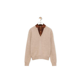 TROMPE L'OEIL SWEATER_WOOL/SILK_BEIGE/BROWN