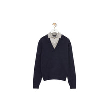 TROMPE L'OEIL SWEATER_WOOL/SILK_NAVY/GREY