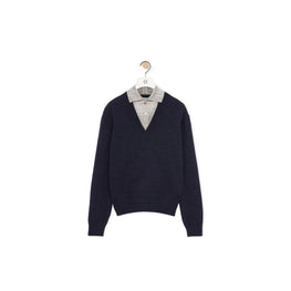 TROMPE L'OEIL SWEATER_WOOL/SILK_NAVY/GREY