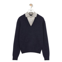 [STAFF ONLY] TROMPE L'OEIL SWEATER_WOOL/SILK_NAVY/GREY