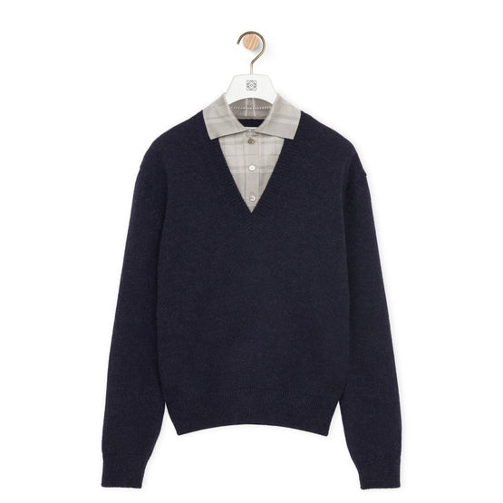 [STAFF ONLY] TROMPE L'OEIL SWEATER_WOOL/SILK_NAVY/GREY