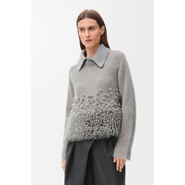 [STAFF ONLY] POLO SWEATER_WOOL/MOHAIR/POLYAMIDE_GREY