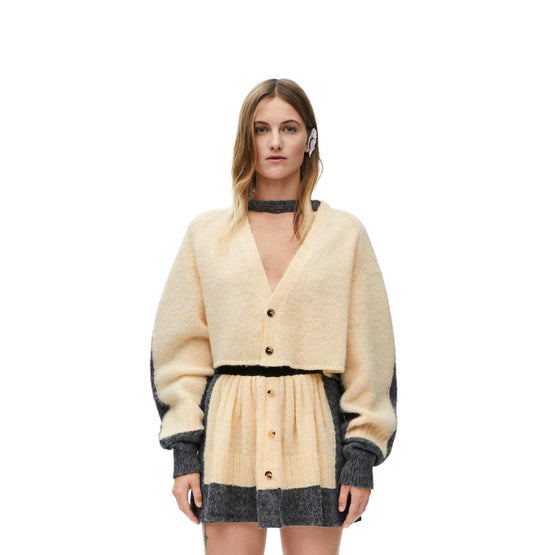 [STAFF ONLY] CROPPED CARDIGAN_WOOL_YELLOW/GREY