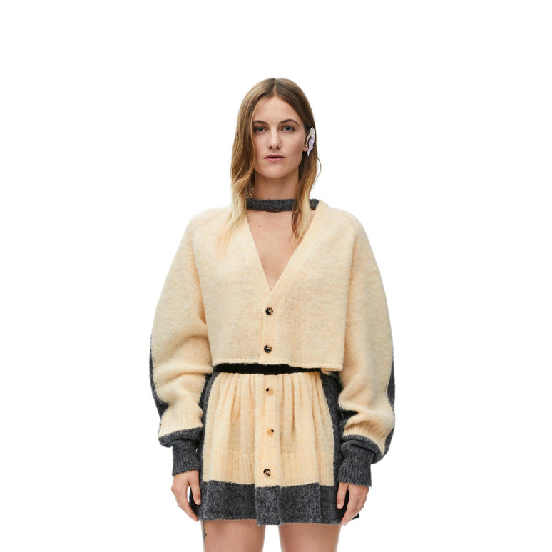 [STAFF ONLY] CROPPED CARDIGAN_WOOL_YELLOW/GREY