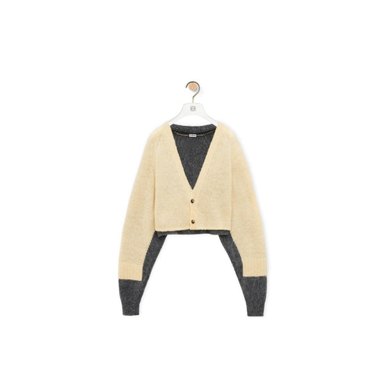 [STAFF ONLY] CROPPED CARDIGAN_WOOL_YELLOW/GREY