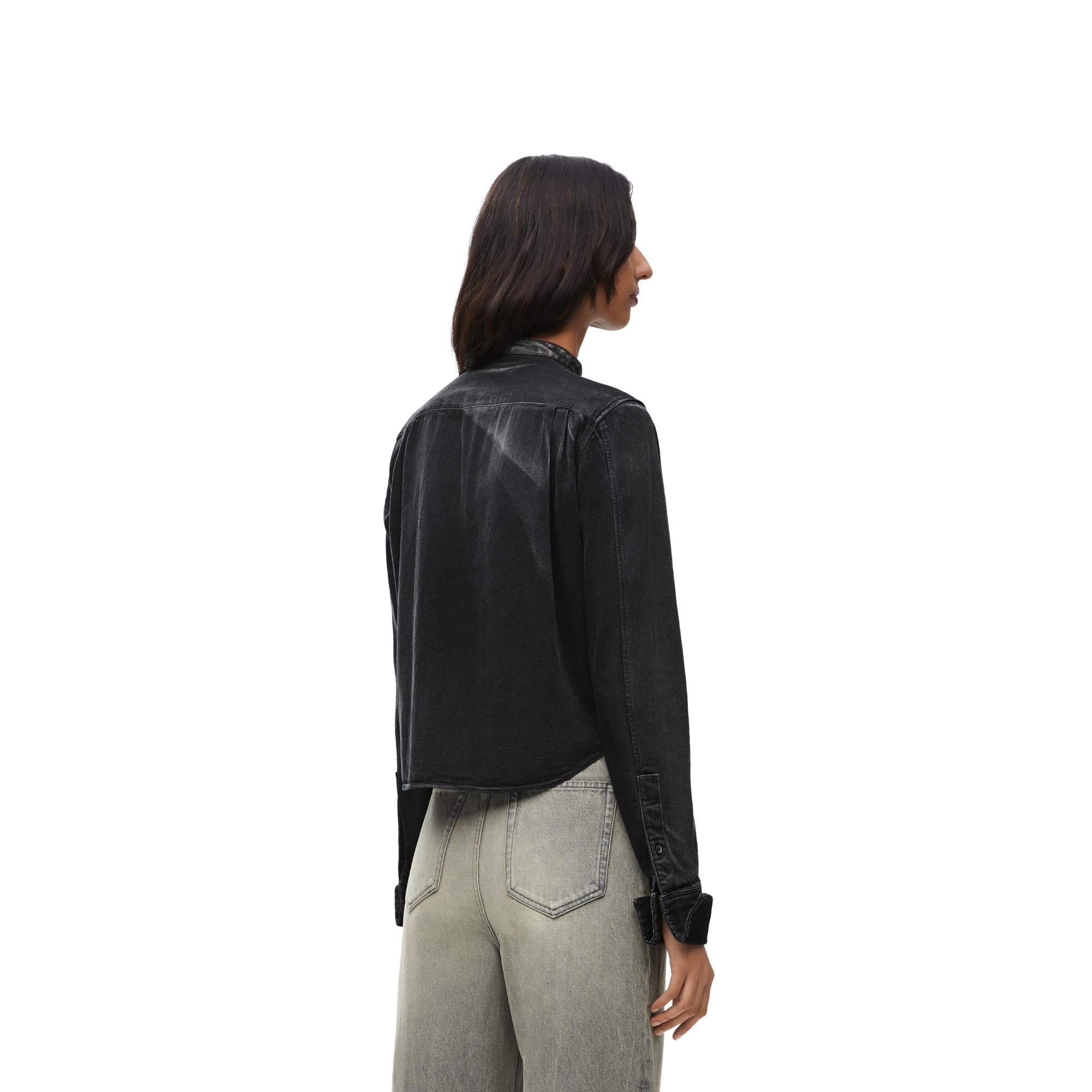 [STAFF ONLY] PLEATED SHIRT_COTON_WASHED BLACK