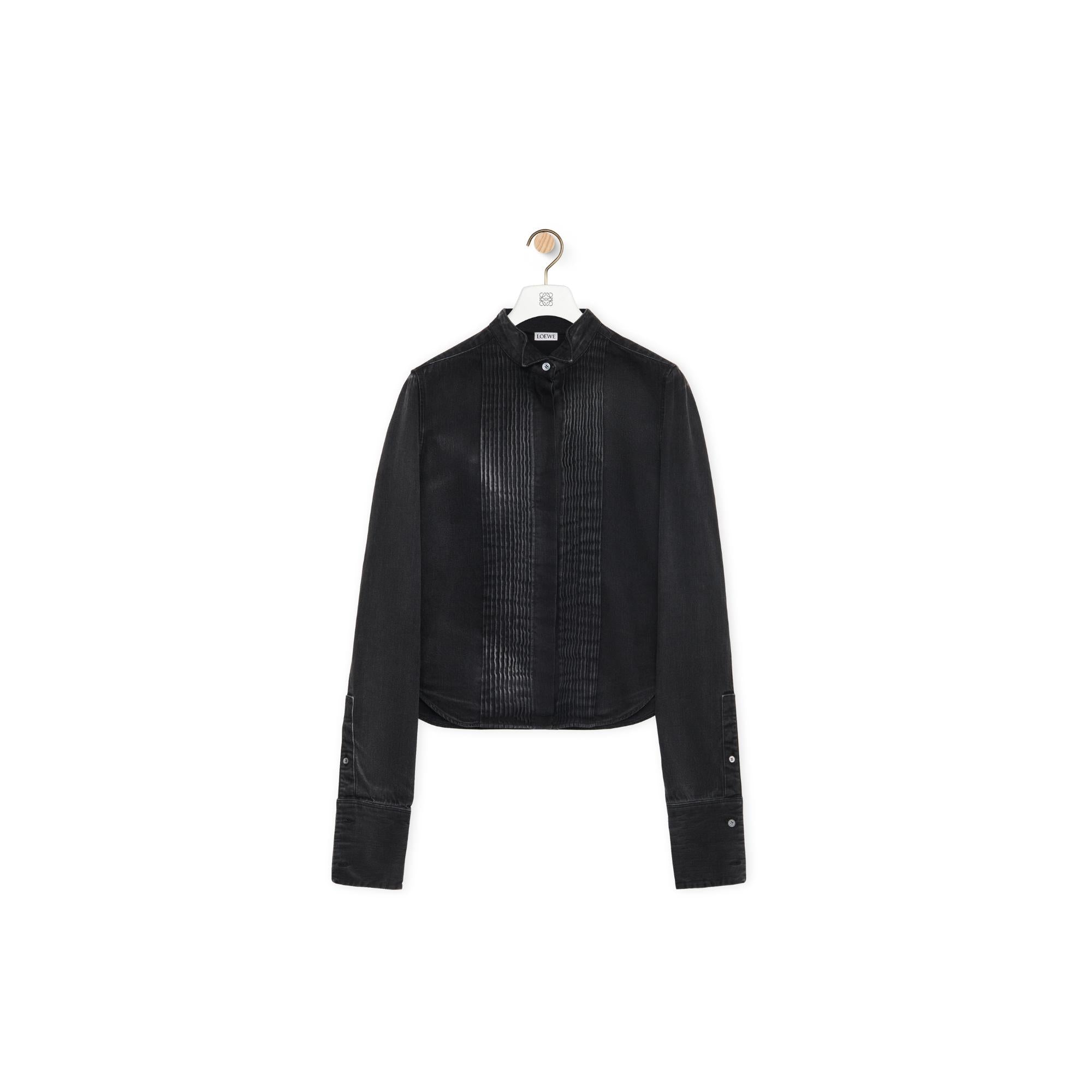 [STAFF ONLY] PLEATED SHIRT_COTON_WASHED BLACK