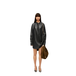 CHAIN SHIRT DRESS_NAPPA_BLACK