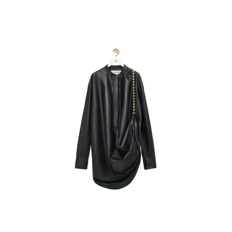 CHAIN SHIRT DRESS_NAPPA_BLACK