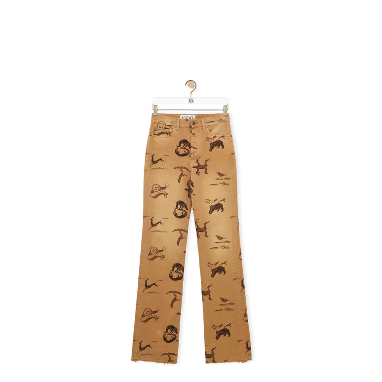 ANIMAL PRINT JEANS ADJUSTED_COTON_LIGHT BEIGE/BROWN