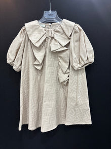 베이지 FF 로고 프릴 드레스