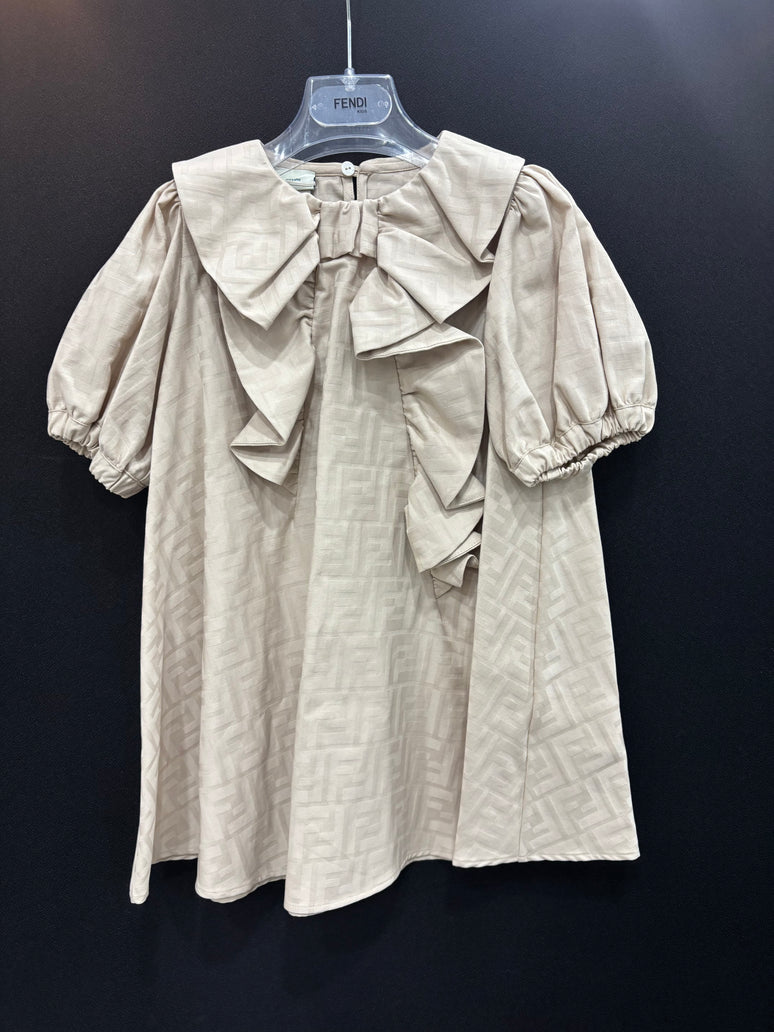 베이지 FF 로고 프릴 드레스