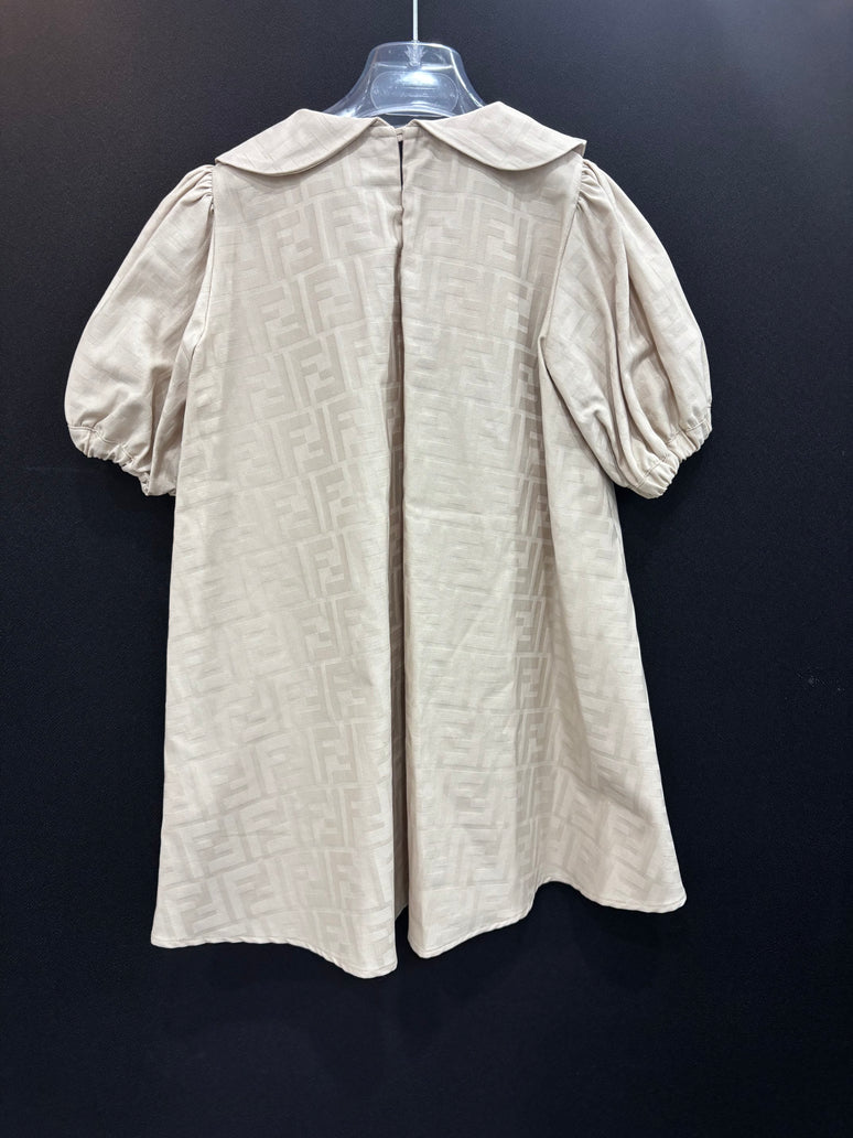 베이지 FF 로고 프릴 드레스