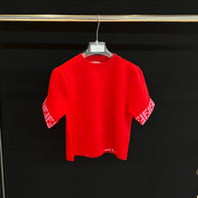 레드 숏슬리브 니트