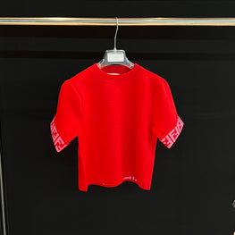 레드 숏슬리브 니트