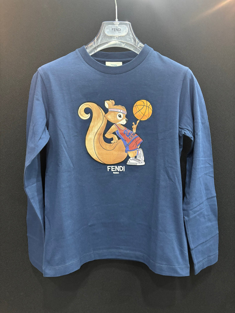 네이비 캐릭터 프린트 티셔츠